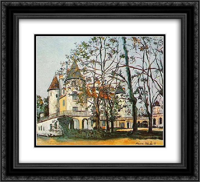 The castle 22x20 Black Ornate Wood Framed Art Print Poster with Double Matting by Utrillo, Maurice