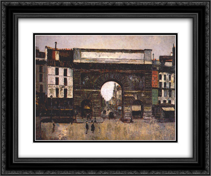 The gate Saint - Martin 24x20 Black Ornate Wood Framed Art Print Poster with Double Matting by Utrillo, Maurice