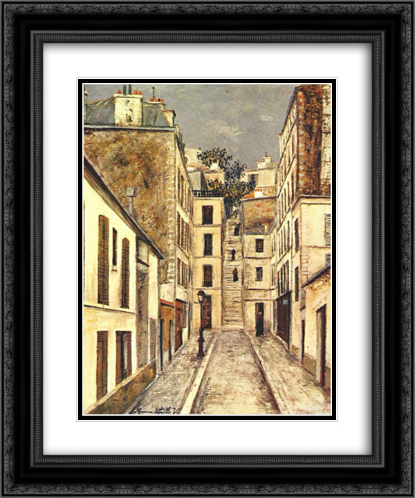 The Passage (The Dead End) 20x24 Black Ornate Wood Framed Art Print Poster with Double Matting by Utrillo, Maurice