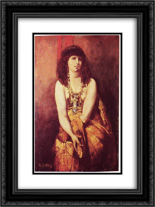 Odalisque 18x24 Black Ornate Wood Framed Art Print Poster with Double Matting by Gottlieb, Maurycy