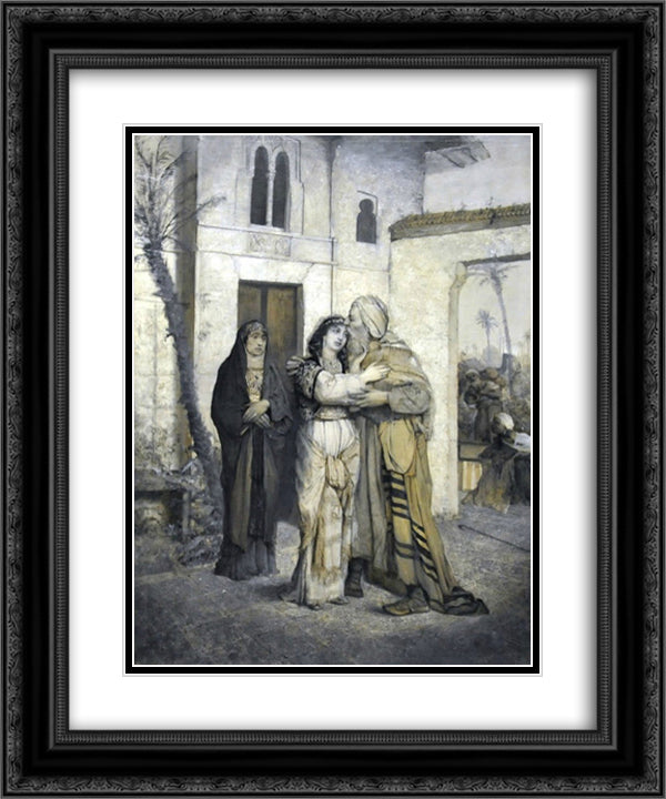 Recha welcoming her father 20x24 Black Ornate Wood Framed Art Print Poster with Double Matting by Gottlieb, Maurycy