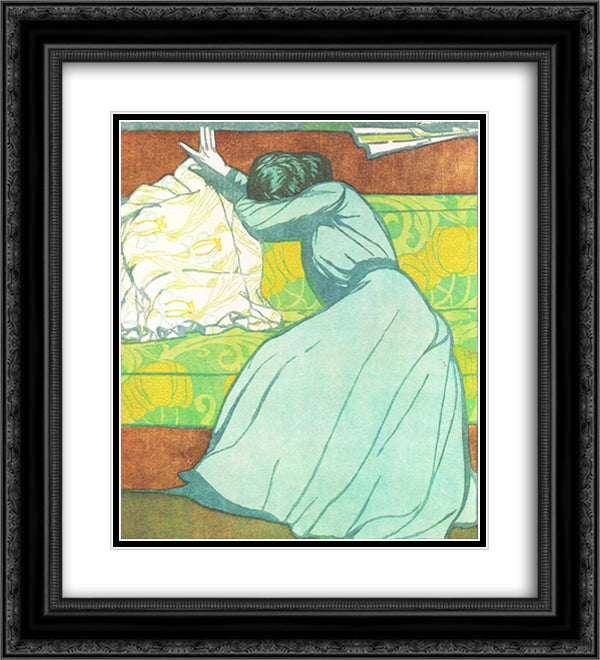 The Cushio 20x22 Black Ornate Wood Framed Art Print Poster with Double Matting by Kurzweil, Max