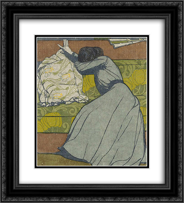 The cushion 20x22 Black Ornate Wood Framed Art Print Poster with Double Matting by Kurzweil, Max