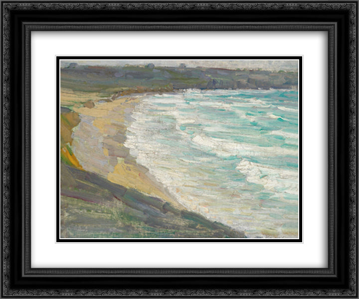 Tip of the Bay 24x20 Black Ornate Wood Framed Art Print Poster with Double Matting by Kurzweil, Max