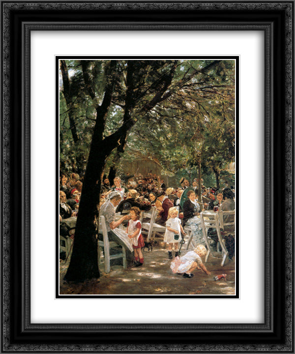 Beer garden in Munchen 20x24 Black Ornate Wood Framed Art Print Poster with Double Matting by Liebermann, Max