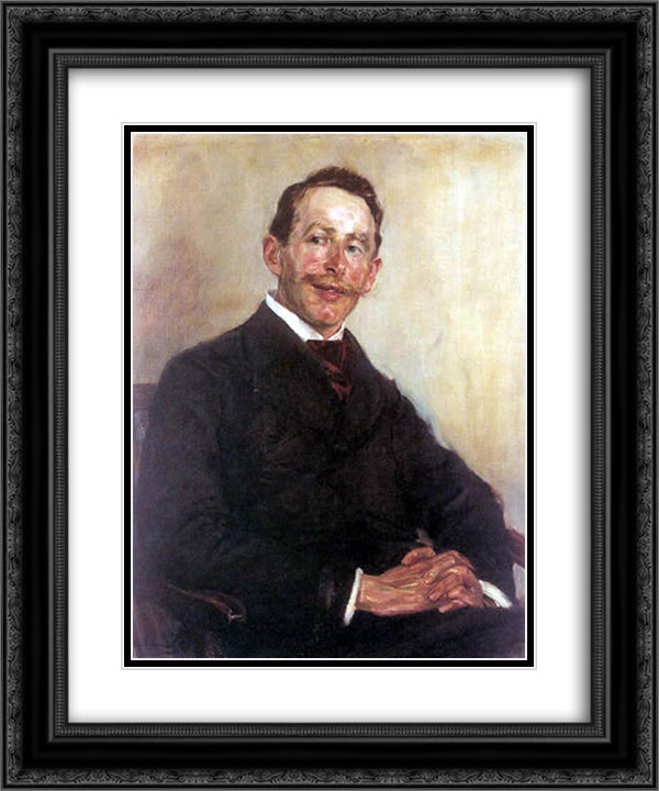 Portrait of Dr. Max Linde 20x24 Black Ornate Wood Framed Art Print Poster with Double Matting by Liebermann, Max