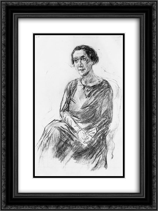 Portrait of Mrs. Irene Triesch 18x24 Black Ornate Wood Framed Art Print Poster with Double Matting by Liebermann, Max