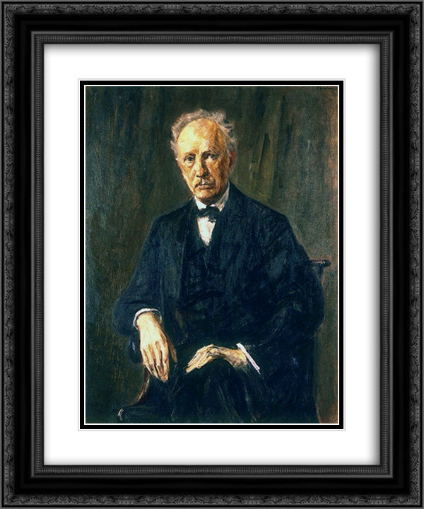 Portrait of Richard Strauss 20x24 Black Ornate Wood Framed Art Print Poster with Double Matting by Liebermann, Max