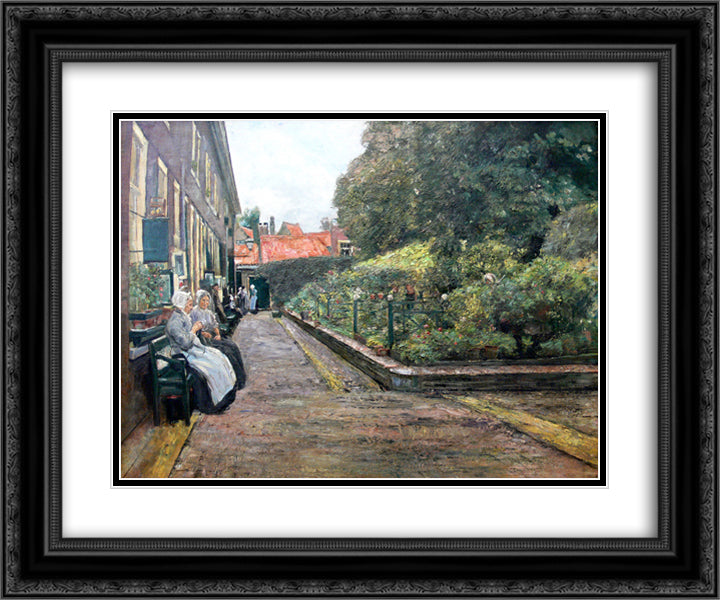 Stevenstift in Leiden 24x20 Black Ornate Wood Framed Art Print Poster with Double Matting by Liebermann, Max