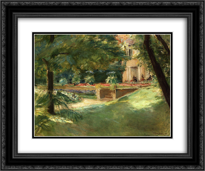 Terrace overlooking the flower garden in Wannsee 24x20 Black Ornate Wood Framed Art Print Poster with Double Matting by Liebermann, Max