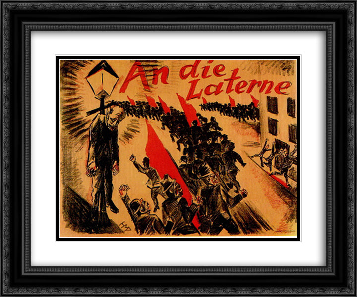 At the Lantern 24x20 Black Ornate Wood Framed Art Print Poster with Double Matting by Pechstein, Max