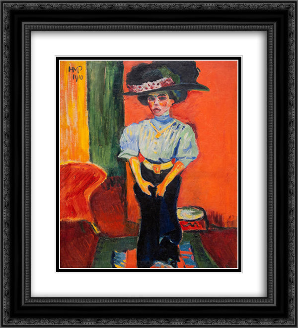 Ein fruhes Damenbild 20x22 Black Ornate Wood Framed Art Print Poster with Double Matting by Pechstein, Max