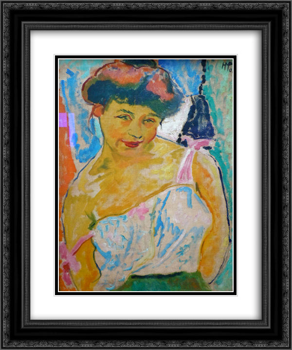 Junges Madchen 20x24 Black Ornate Wood Framed Art Print Poster with Double Matting by Pechstein, Max