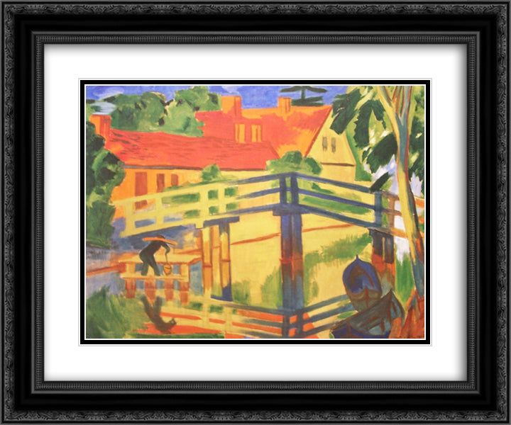 Leba 24x20 Black Ornate Wood Framed Art Print Poster with Double Matting by Pechstein, Max