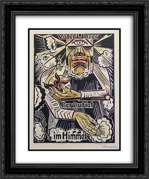 Our Father Who Art in Heaven 20x24 Black Ornate Wood Framed Art Print Poster with Double Matting by Pechstein, Max