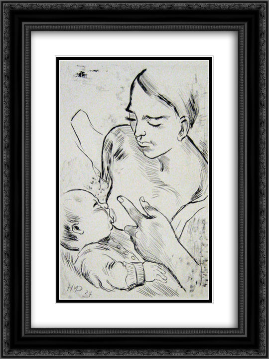 Stillende Mutter 18x24 Black Ornate Wood Framed Art Print Poster with Double Matting by Pechstein, Max