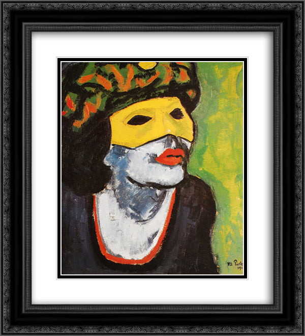 The Masked Woman 20x22 Black Ornate Wood Framed Art Print Poster with Double Matting by Pechstein, Max