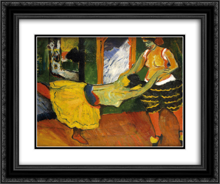 Two Dancers 24x20 Black Ornate Wood Framed Art Print Poster with Double Matting by Pechstein, Max