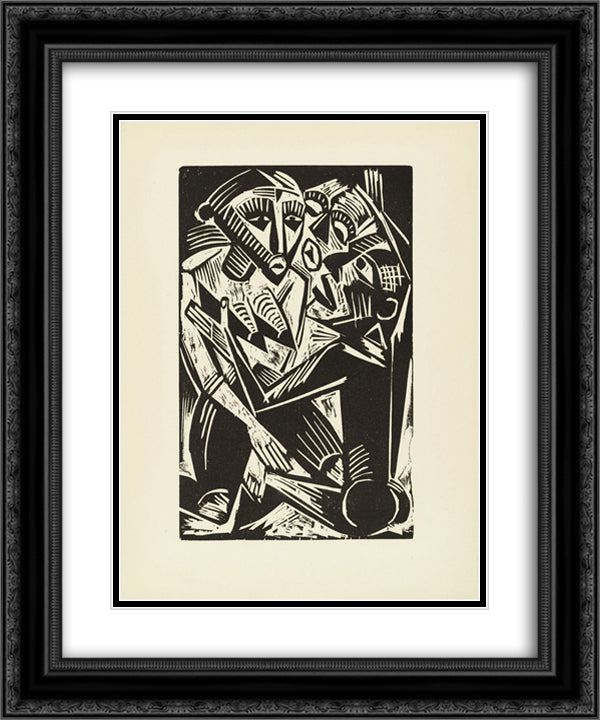 Woman desired by Man 20x24 Black Ornate Wood Framed Art Print Poster with Double Matting by Pechstein, Max