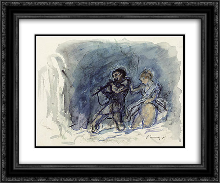 Magic Flute Scene 24x20 Black Ornate Wood Framed Art Print Poster with Double Matting by Slevogt, Max