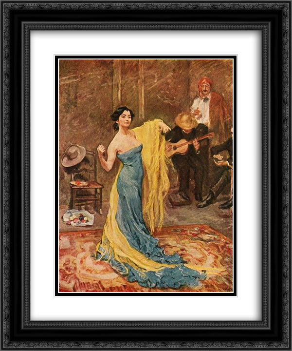 The dancer Marietta di Rigardo 20x24 Black Ornate Wood Framed Art Print Poster with Double Matting by Slevogt, Max