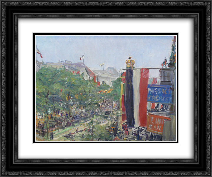 Unter den Linden 24x20 Black Ornate Wood Framed Art Print Poster with Double Matting by Slevogt, Max