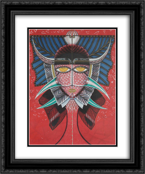 Visionen vecklar ut sitt ansikte 20x24 Black Ornate Wood Framed Art Print Poster with Double Matting by Svanberg, Max Walter
