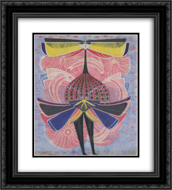 Visionen vecklar ut sitt landskap 20x22 Black Ornate Wood Framed Art Print Poster with Double Matting by Svanberg, Max Walter