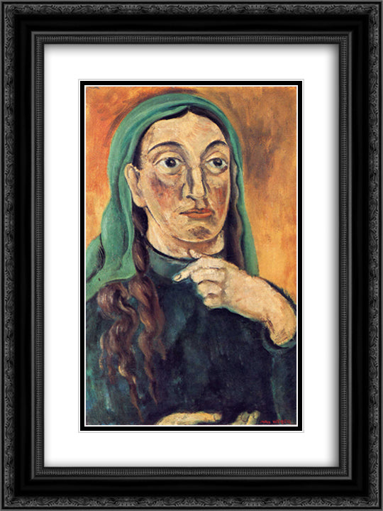 Draped Head 18x24 Black Ornate Wood Framed Art Print Poster with Double Matting by Weber, Max