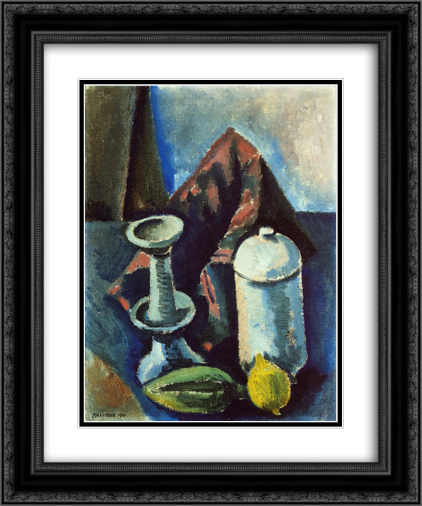 Still Life 20x24 Black Ornate Wood Framed Art Print Poster with Double Matting by Weber, Max