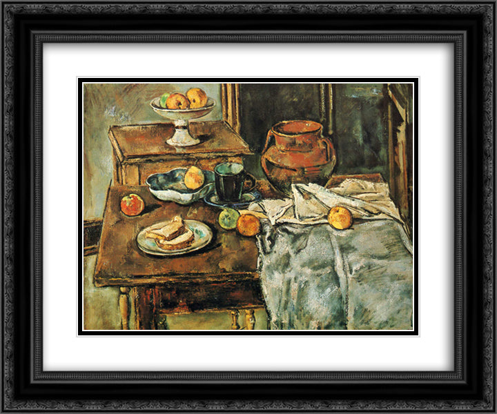 Still Life with Two Tables 24x20 Black Ornate Wood Framed Art Print Poster with Double Matting by Weber, Max