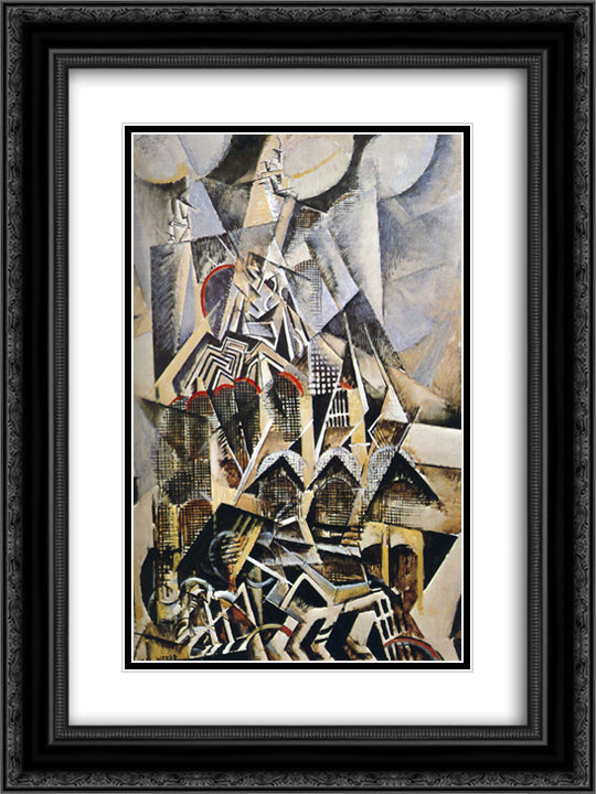 Terminal station Grand Central 18x24 Black Ornate Wood Framed Art Print Poster with Double Matting by Weber, Max