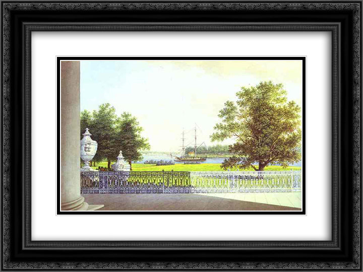 View from the Terrace of the Elagin Palace 24x18 Black Ornate Wood Framed Art Print Poster with Double Matting by Vorobiev, Maxim