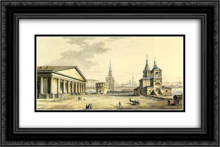 View of Manege, Kutafya Tower and churches of St. Nicholas in the Sapozhki 24x16 Black Ornate Wood Framed Art Print Poster with Double Matting by Vorobiev, Maxim