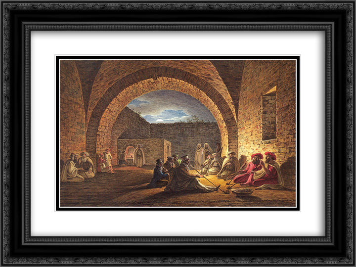 Visiting Two Arabian Sheikhs 24x18 Black Ornate Wood Framed Art Print Poster with Double Matting by Vorobiev, Maxim