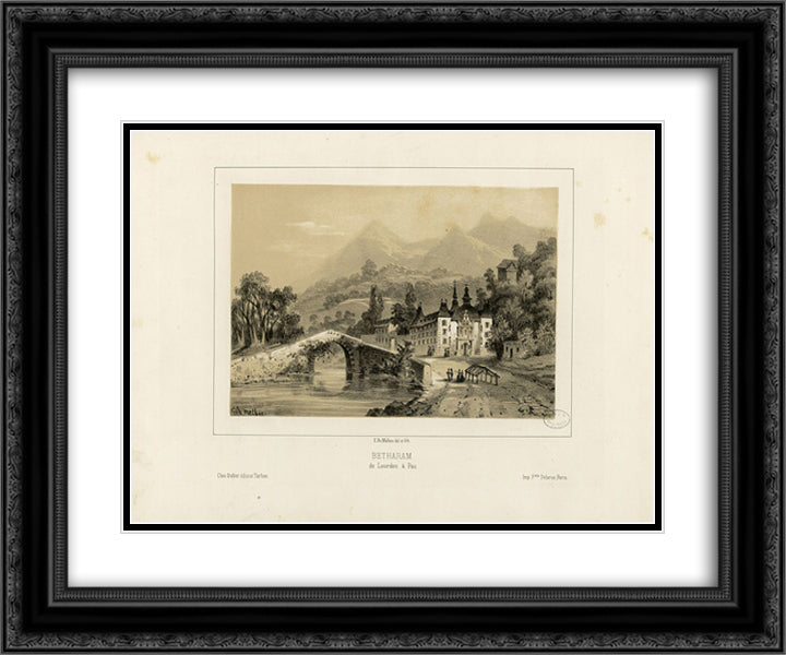 Betharam de Lourdes a Pau 24x20 Black Ornate Wood Framed Art Print Poster with Double Matting by Lalanne, Maxime