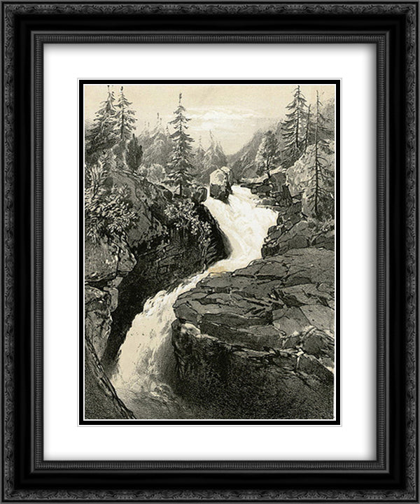 Cascade de Cerizet (Cauteretz (i.e. Cauterets)) 20x24 Black Ornate Wood Framed Art Print Poster with Double Matting by Lalanne, Maxime