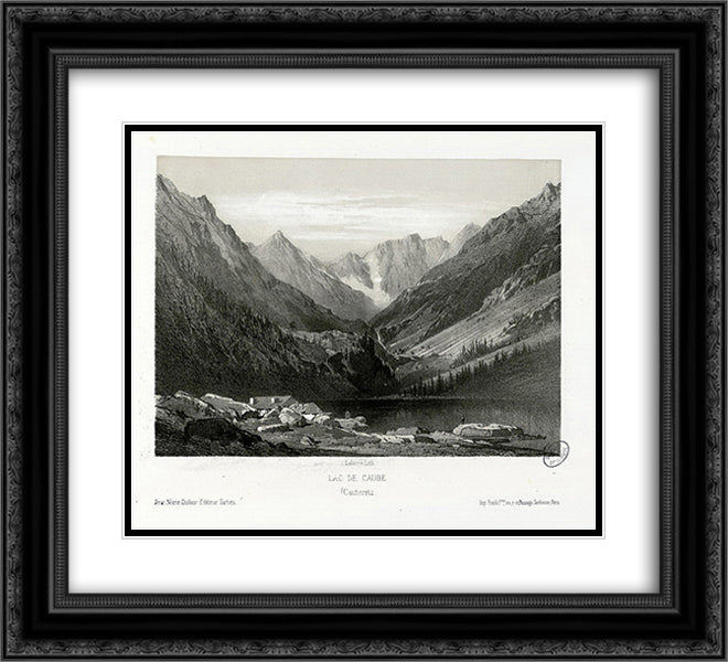 Lac de Gaube (Cauteretz (i.e. Cauterets)) 22x20 Black Ornate Wood Framed Art Print Poster with Double Matting by Lalanne, Maxime