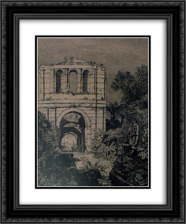 Ruins of the Gallien Palace 20x24 Black Ornate Wood Framed Art Print Poster with Double Matting by Lalanne, Maxime