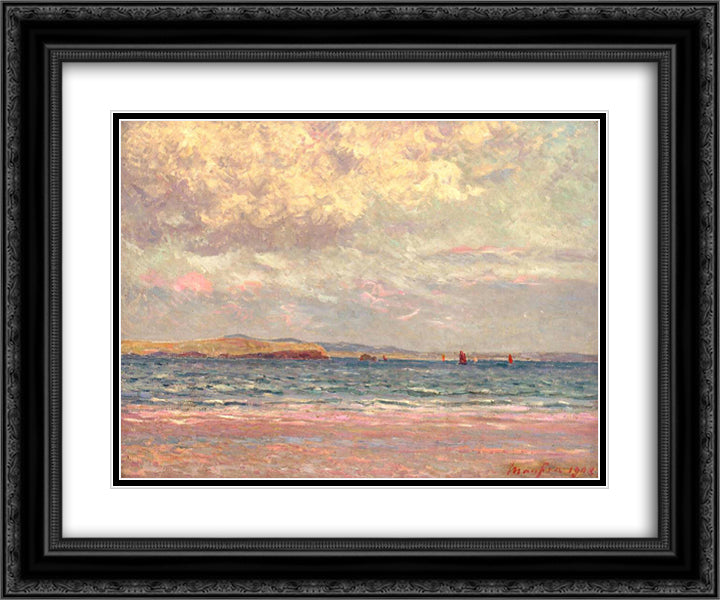 Evening, Morgat Beach 24x20 Black Ornate Wood Framed Art Print Poster with Double Matting by Maufra, Maxime