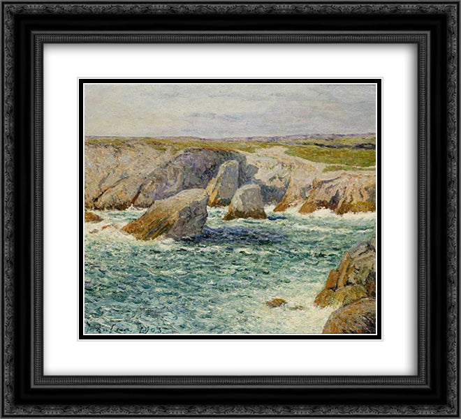 The creek shore of Quibero 22x20 Black Ornate Wood Framed Art Print Poster with Double Matting by Maufra, Maxime