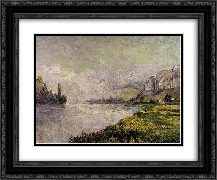 The Retreating Fog, Morning, Les Andelys 24x20 Black Ornate Wood Framed Art Print Poster with Double Matting by Maufra, Maxime