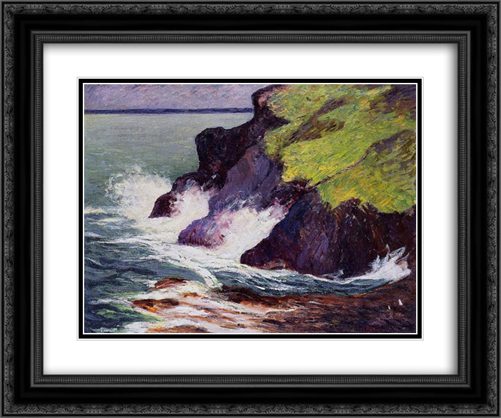 The Three Cliffs 24x20 Black Ornate Wood Framed Art Print Poster with Double Matting by Maufra, Maxime