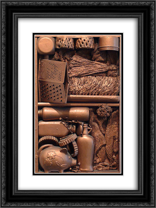 Pig 18x24 Black Ornate Wood Framed Art Print Poster with Double Matting by Wilson, May