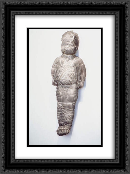 Untitled (doll wrapped in gray fabris) 18x24 Black Ornate Wood Framed Art Print Poster with Double Matting by Wilson, May