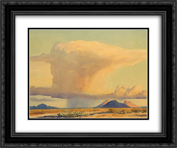 Drought and Downpour 24x20 Black Ornate Wood Framed Art Print Poster with Double Matting by Maynard Dixon