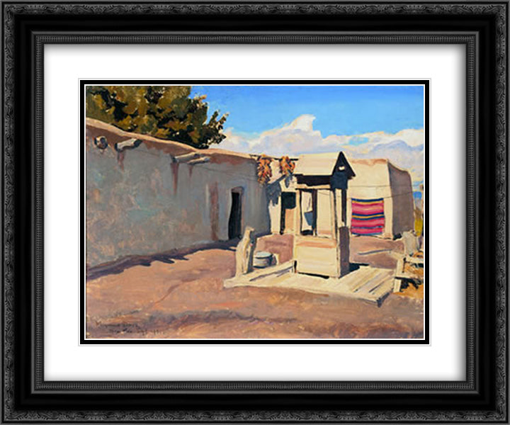 Old Patio 24x20 Black Ornate Wood Framed Art Print Poster with Double Matting by Maynard Dixon