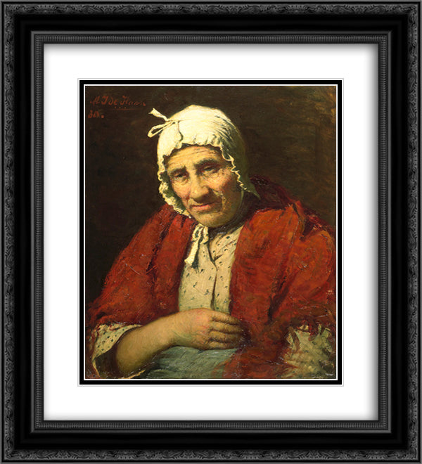 Old Jewish Woman 20x22 Black Ornate Wood Framed Art Print Poster with Double Matting by Haan, Meijer de