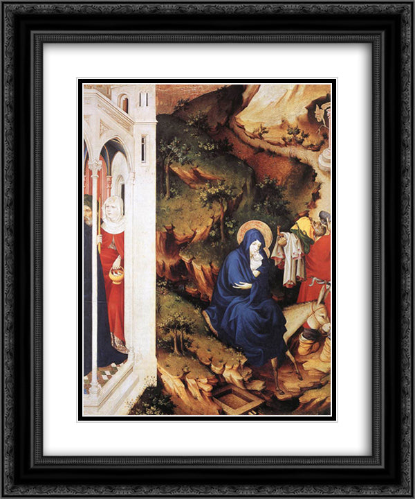 The Flight into Egypt (from Altar of Philip the Bold) 20x24 Black Ornate Wood Framed Art Print Poster with Double Matting by Broederlam, Melchior