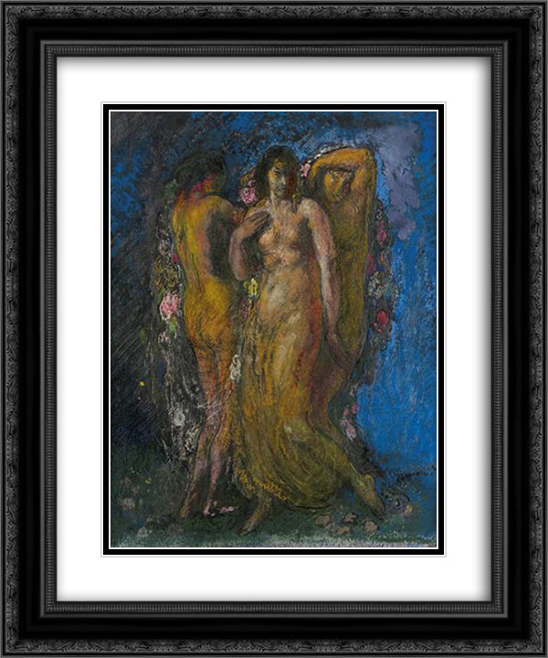The Three Graces 20x24 Black Ornate Wood Framed Art Print Poster with Double Matting by Simonidy, Michel